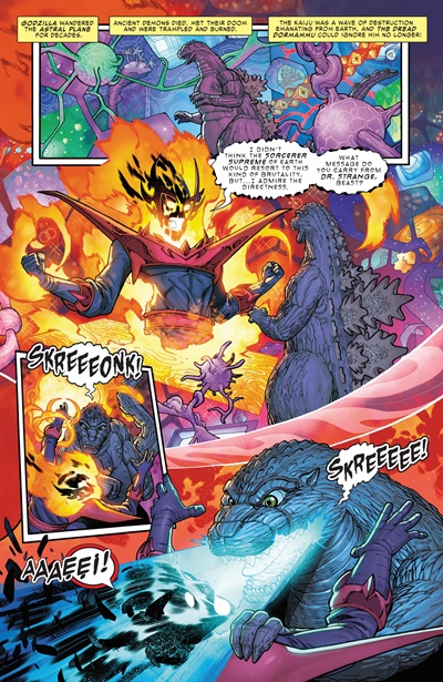 Page #1 from Godzilla Destroys the Marvel Universe (2025 series) #3