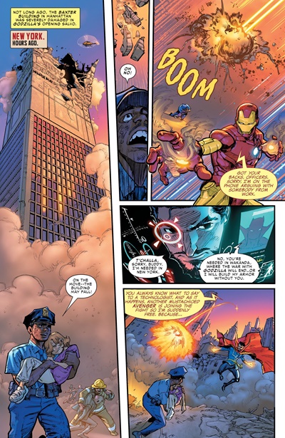 Page #1 from Godzilla Destroys the Marvel Universe (2025 series) #5