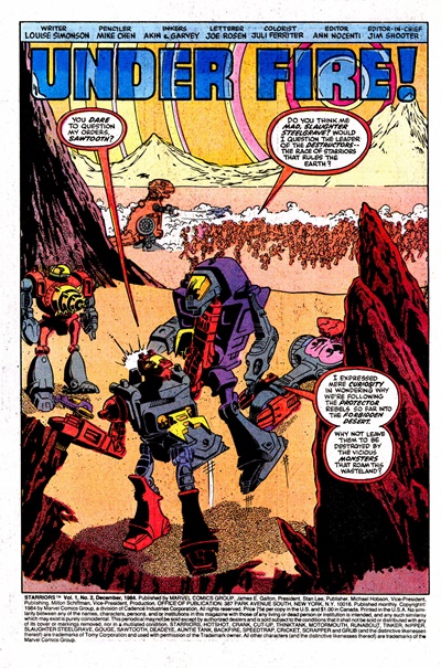 Page #1 from Starriors (1984 series) #2